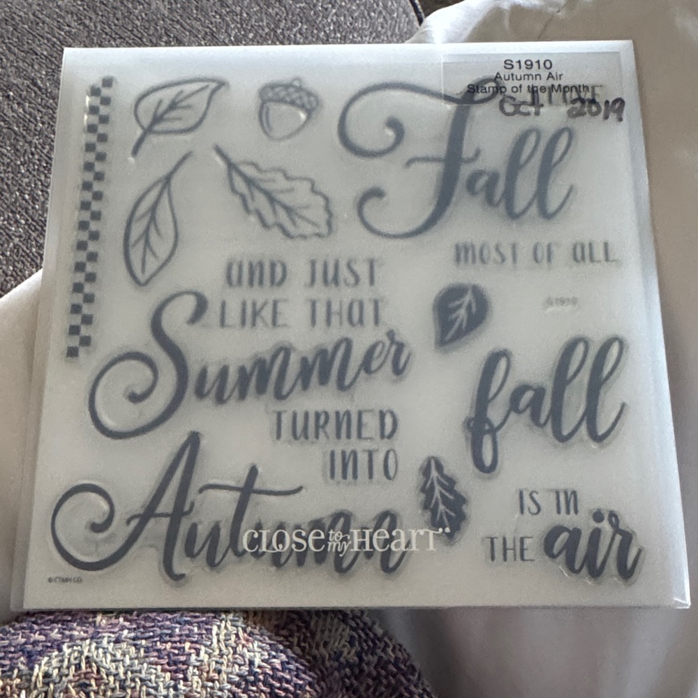 Seasonal Script & Leaf Clear Stamp Set - Navy Ink